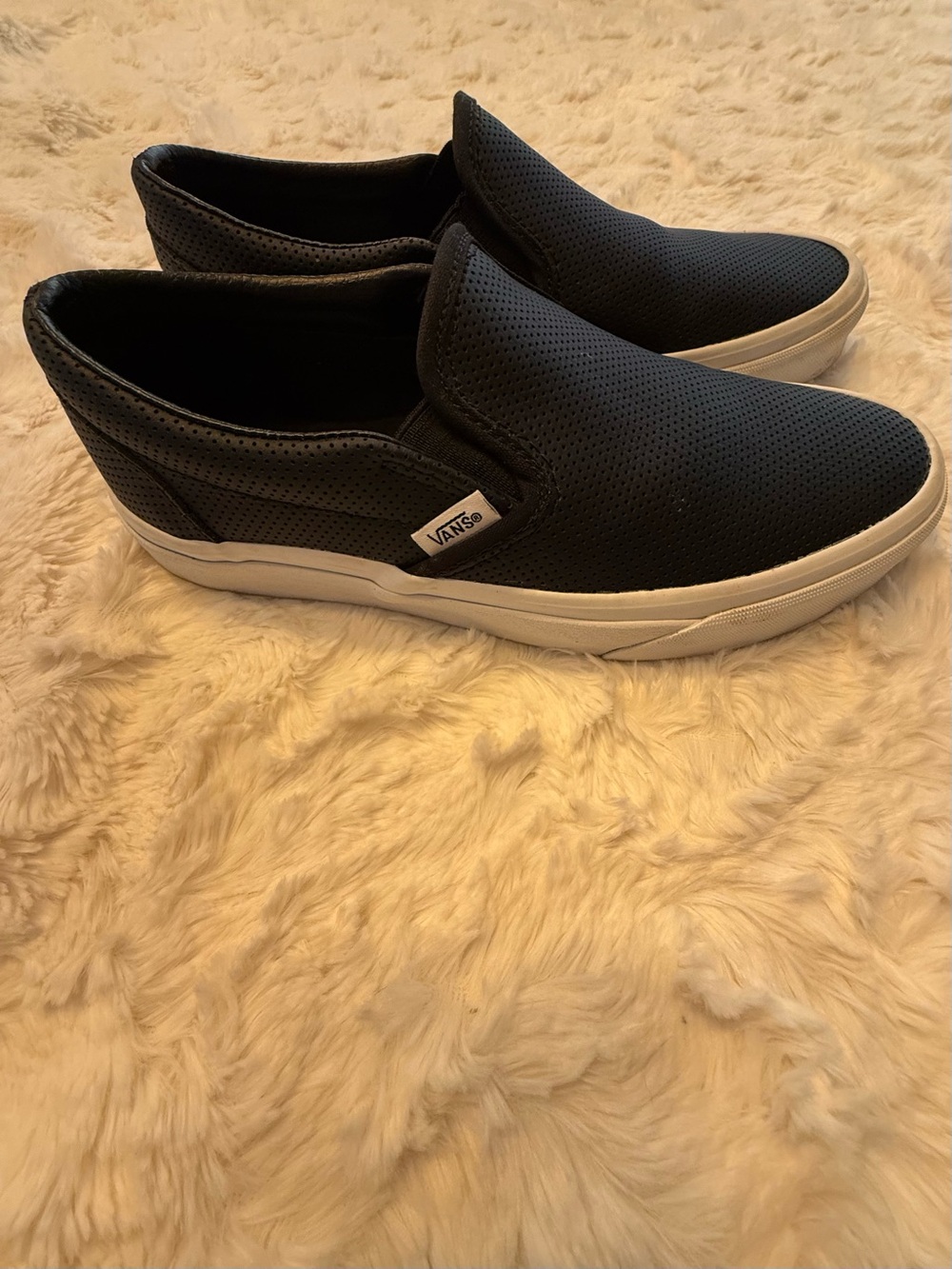 Vans Women’s Slip-On Perforated Leather Sneakers - Black 7